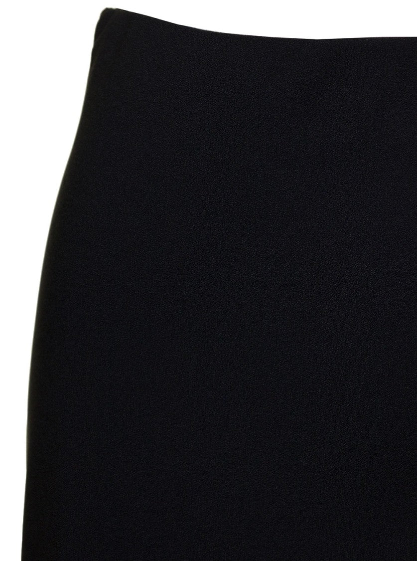 Plain Black 'Midi' Skirt With Volant Detail At The End