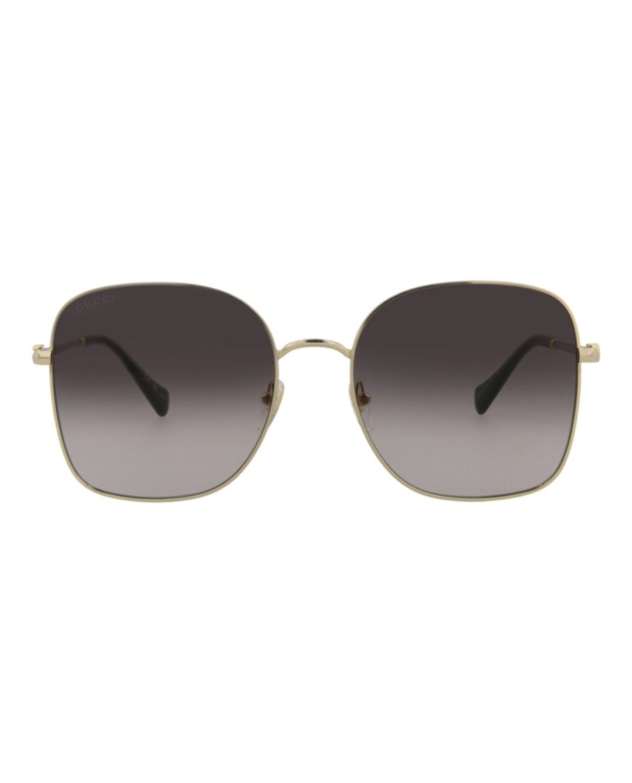 Gucci Square-Frame Metal Sunglasses With Gradient Tinted Lenses