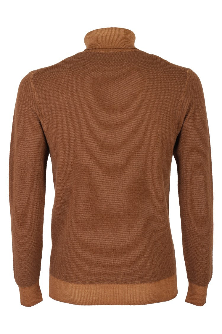 Circolo 1901 High Turtleneck Merino Knit Sweater In Warm Camel