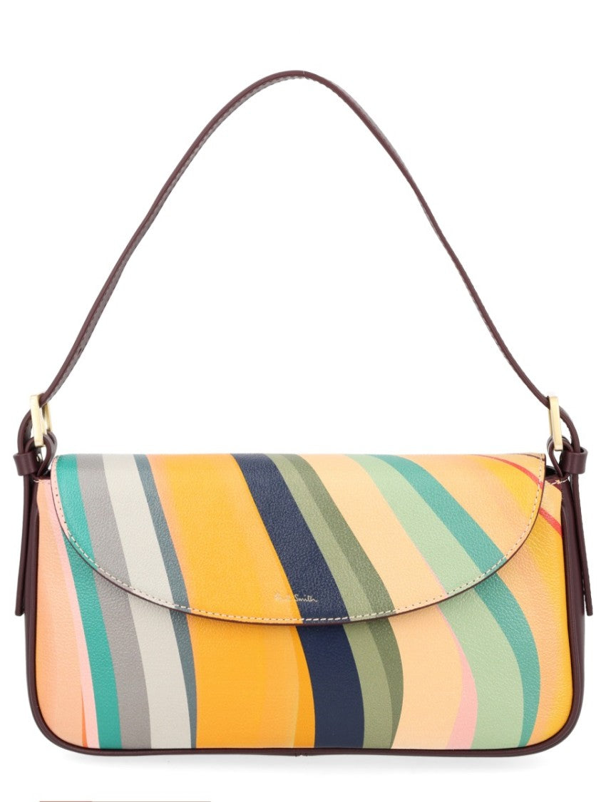 Paul Smith Dark Brown Swirl Pattern Leather Shoulder Bag