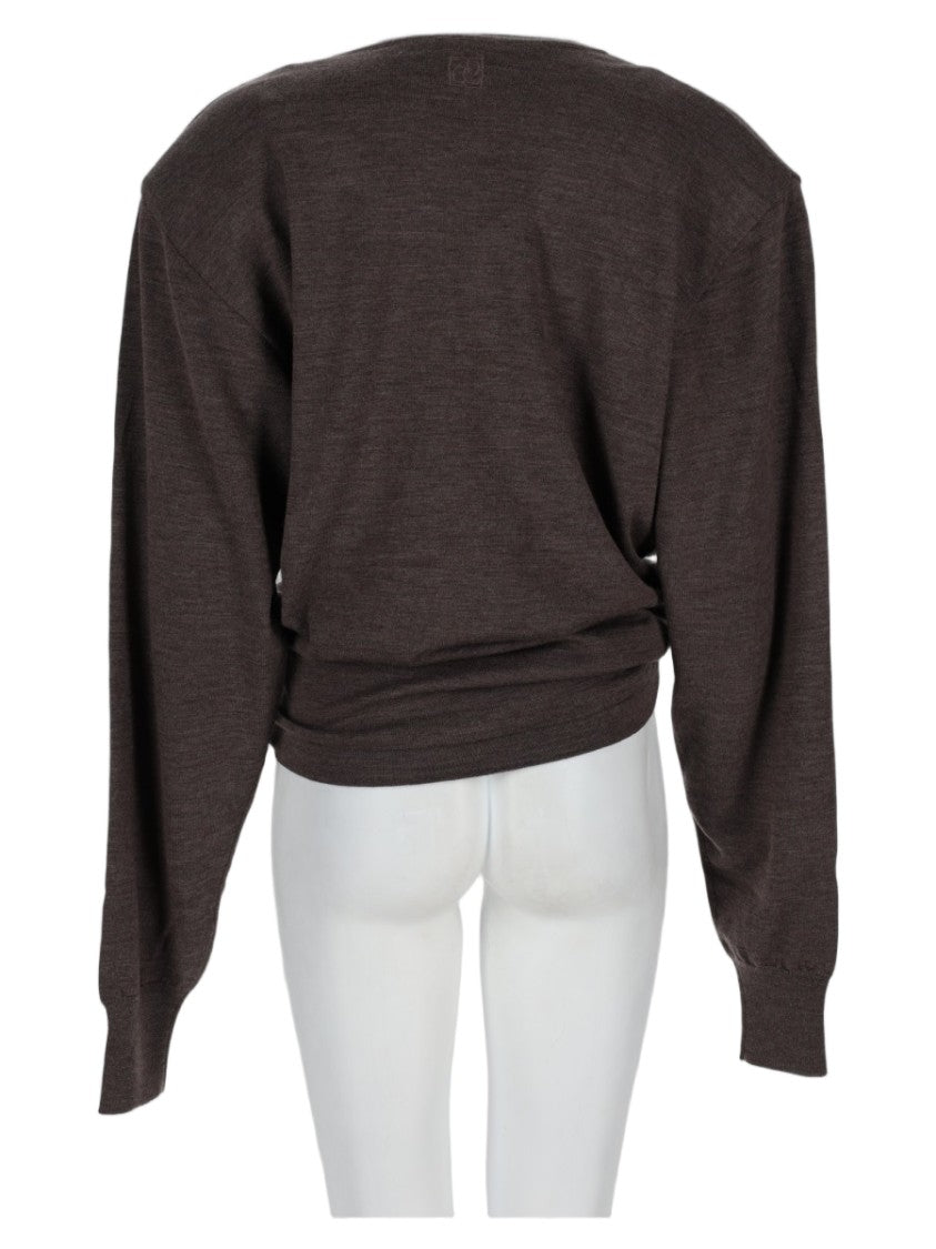 Magda Butrym Gathered Knot Long-Sleeve Wool Top