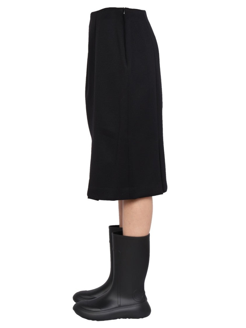 Raf Simons Structured Black Midi Skirt