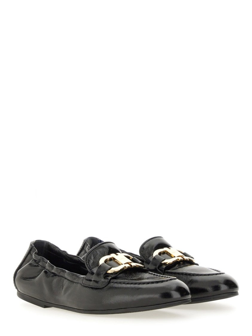 Ferragamo Moc Toe Gold Bit Leather Loafers