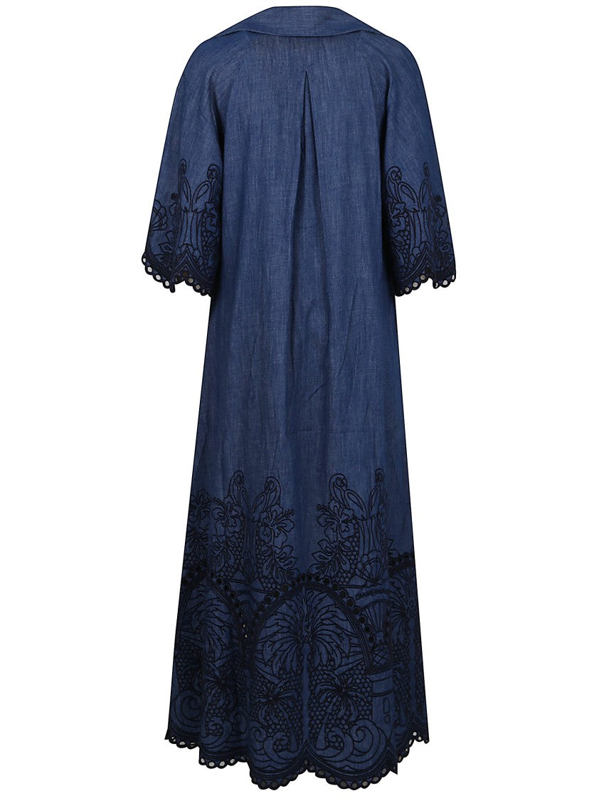Zimmermann Coco Embroidered Denim Dress