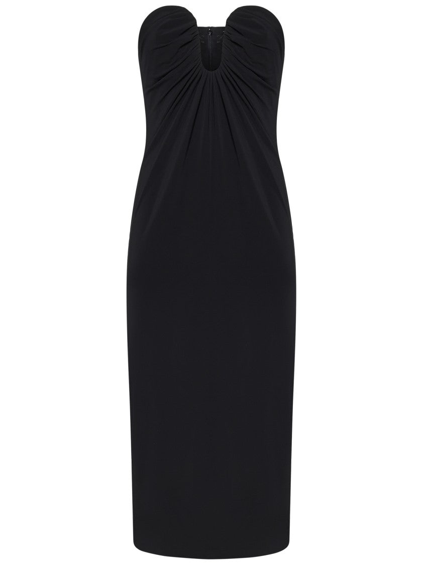 Pinko Fitted Black Stretch Viscose Midi Dress