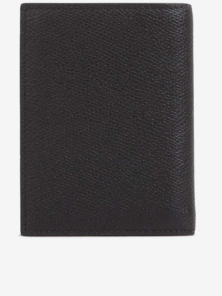 Valentino Black Textured Metallic Logo Card Holder