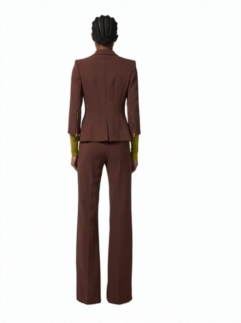 Elisabetta Franchi Light Crepe Satin Side Bands Trousers