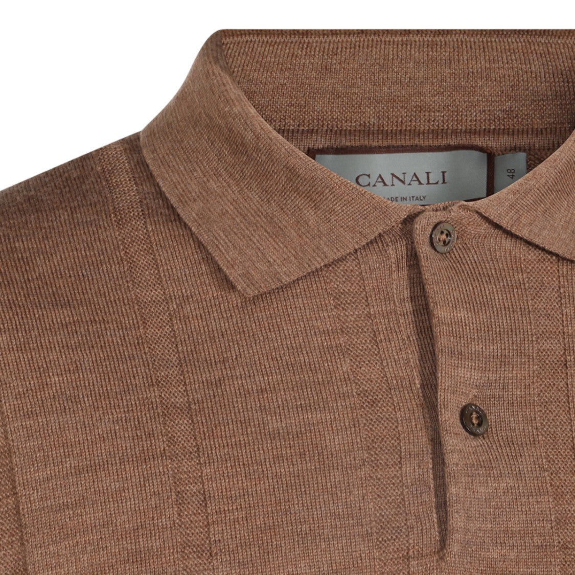 Canali Polo Collar Knit Sweater With Ribbed Texture And Minimalist Design