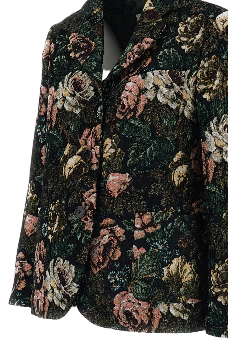 Dries Van Noten Floral Tapestry Jacquard Single-Breasted Flared Jacket