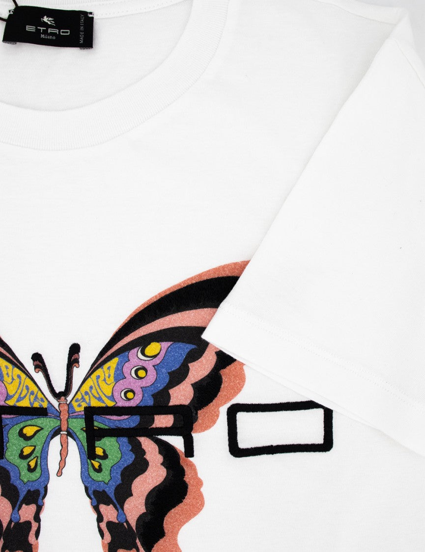 Etro Cotton T-Shirt With Captivating Butterfly Print