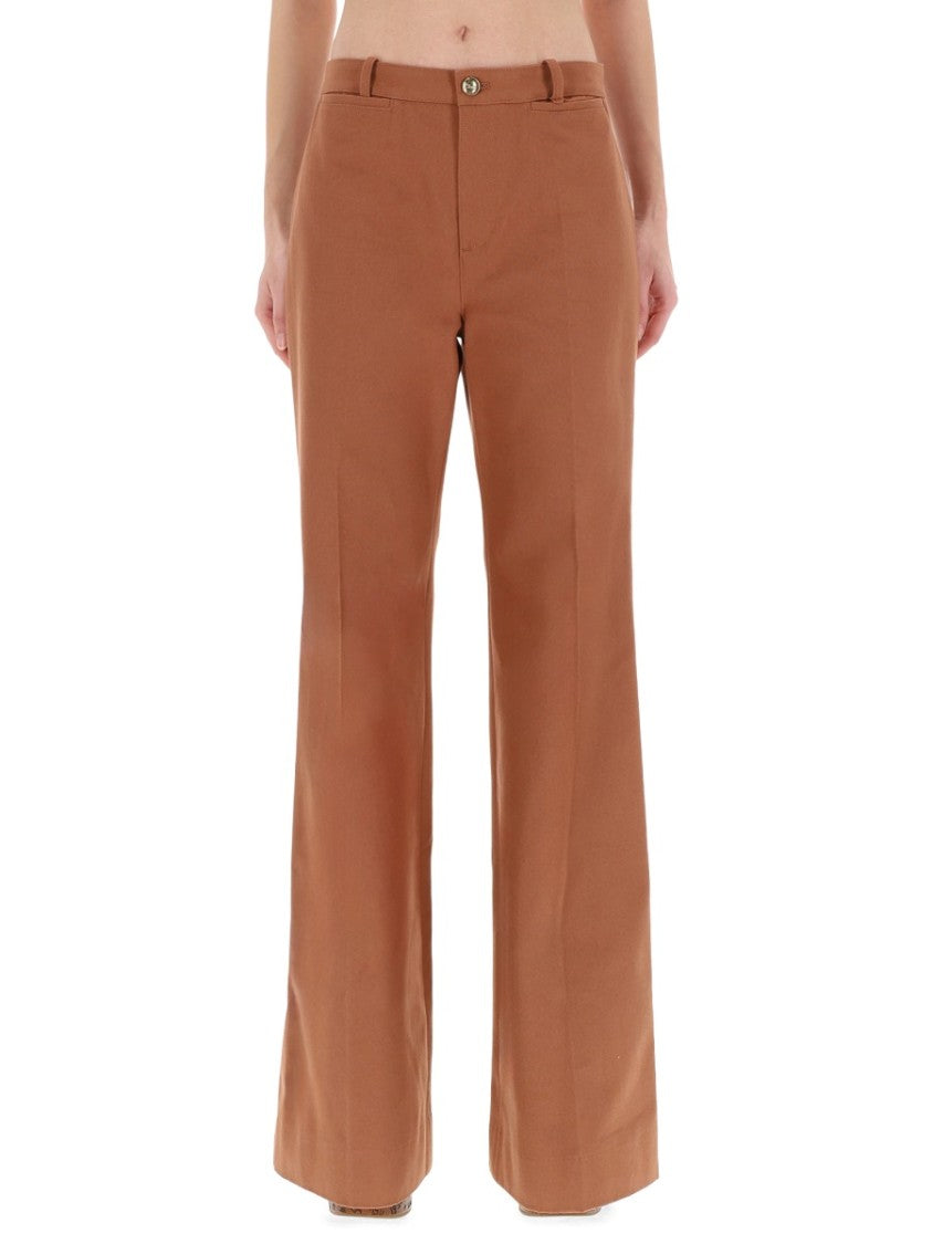 Chloé High-Waisted Flared Pants With Signature Detailing