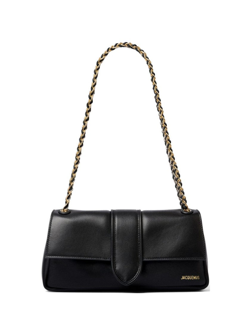 Jacquemus Black Rectangular Gold-Tone Chain Bag