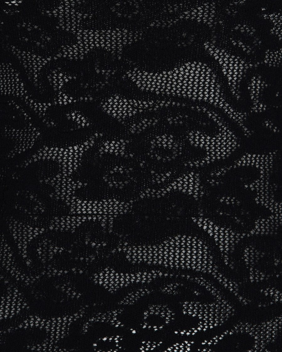 Patrizia Pepe Raw-Cut Turtleneck With Black Lace Effect