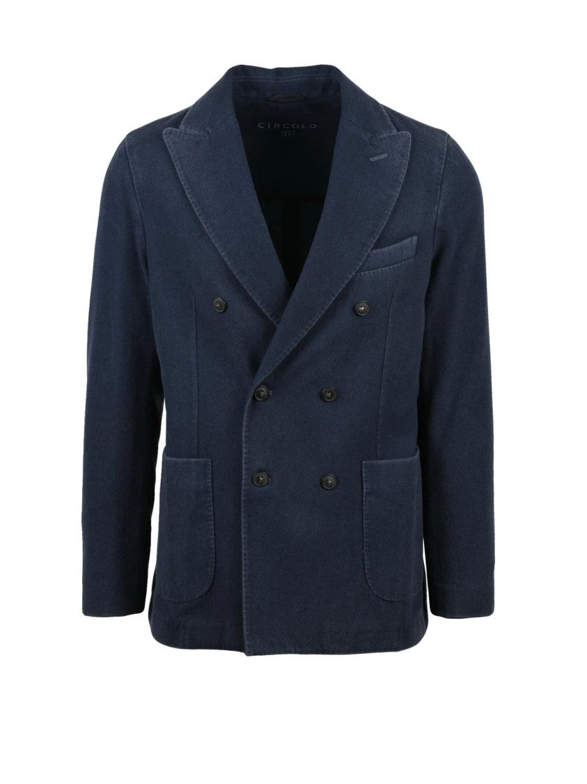 Circolo 1901 Double-Breasted Jacket With Wide Lapels In Deep Midnight Blue