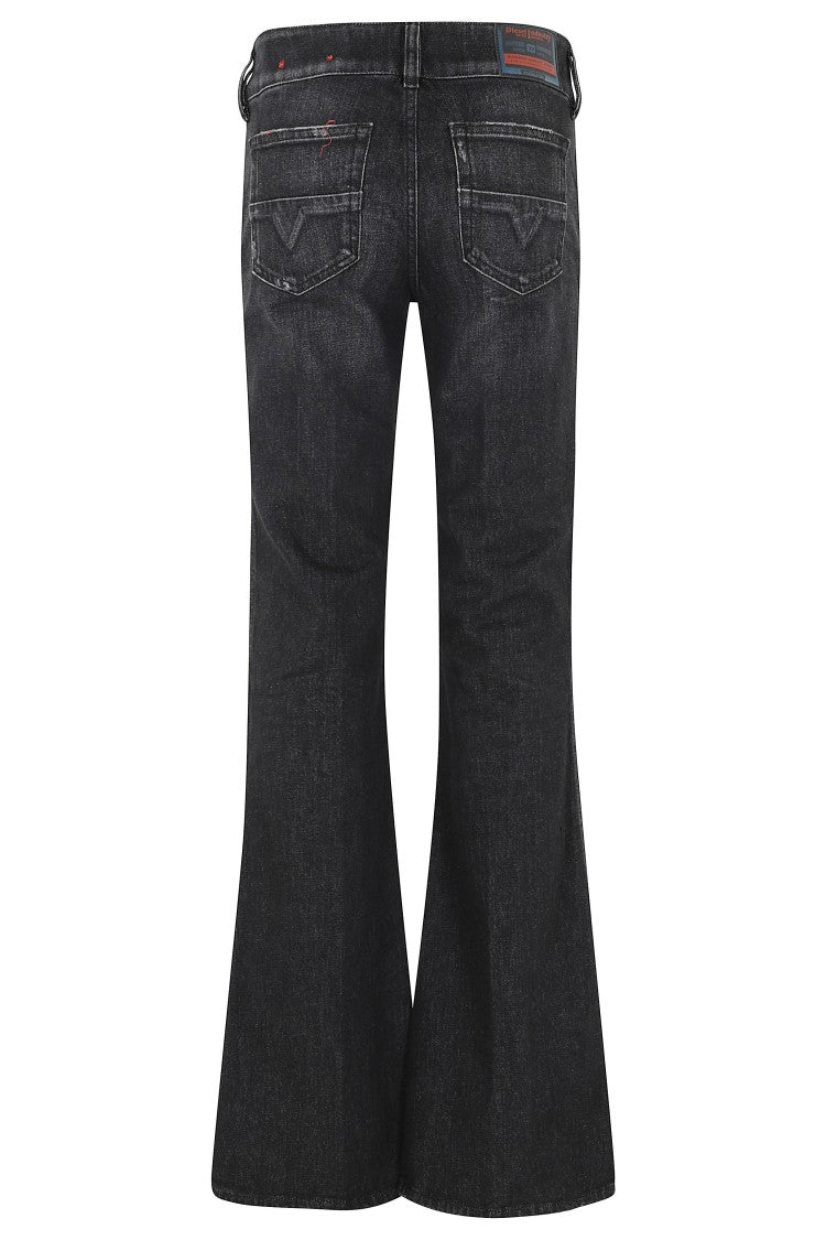 Diesel Black Denim D Hush Four-Pocket Flared Cotton Jeans
