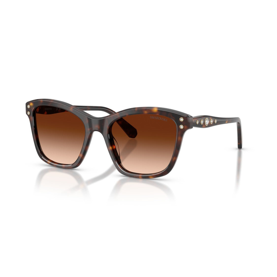 Swarovski 0Sk6063 Square Frame Tortoiseshell Sunglasses With Crystal Embellishments