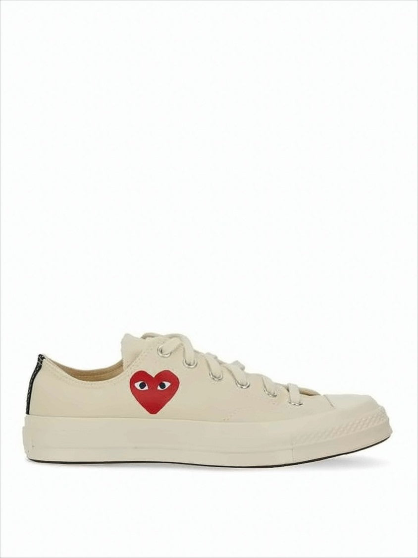Comme Des Garçons Cotton Canvas Low-Top Sneakers With Iconic Heart Graphic