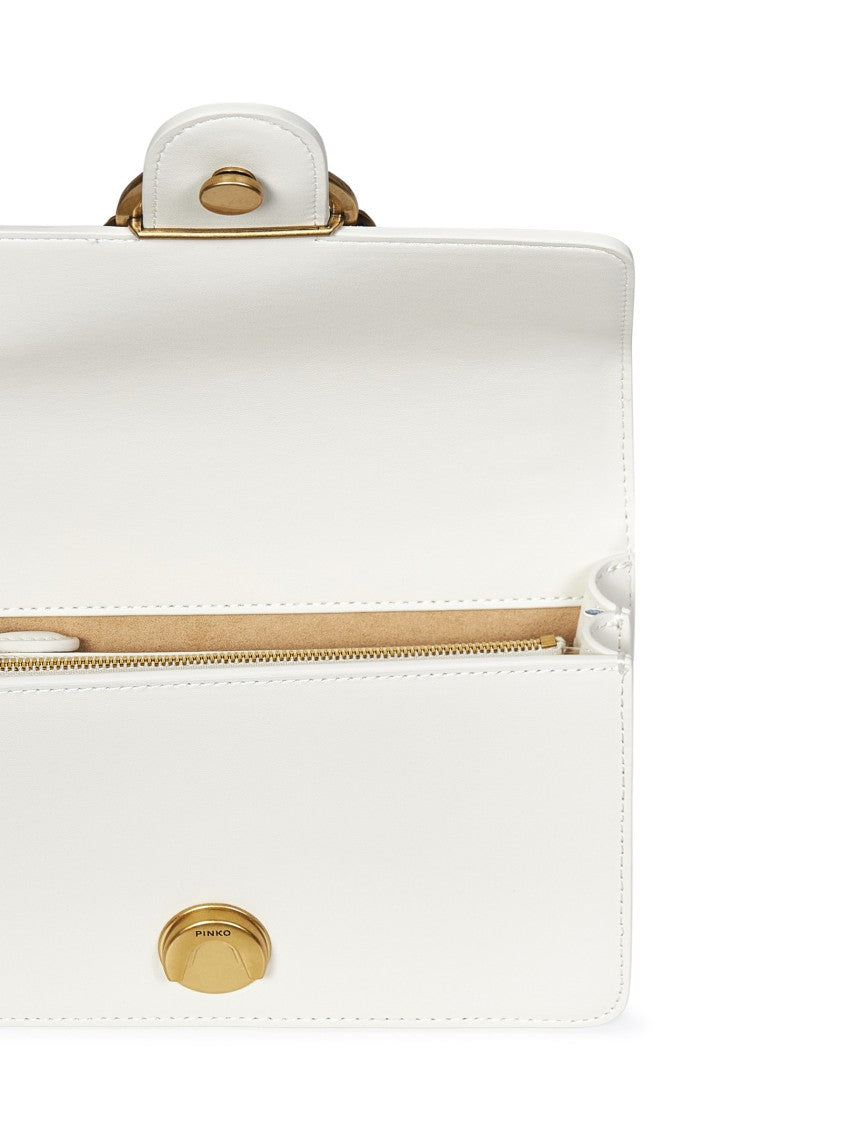 Pinko Mini Love Bag In Silky White Leather