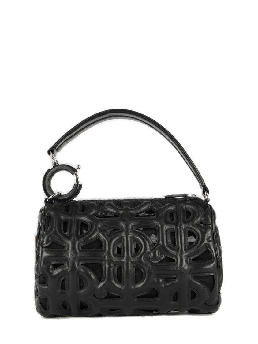 Burberry Structured Black Calf Grain Leather Bag