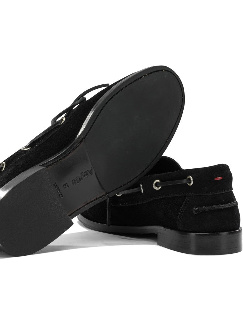 Aeydē Moccasin Toe Black Suede Loafers
