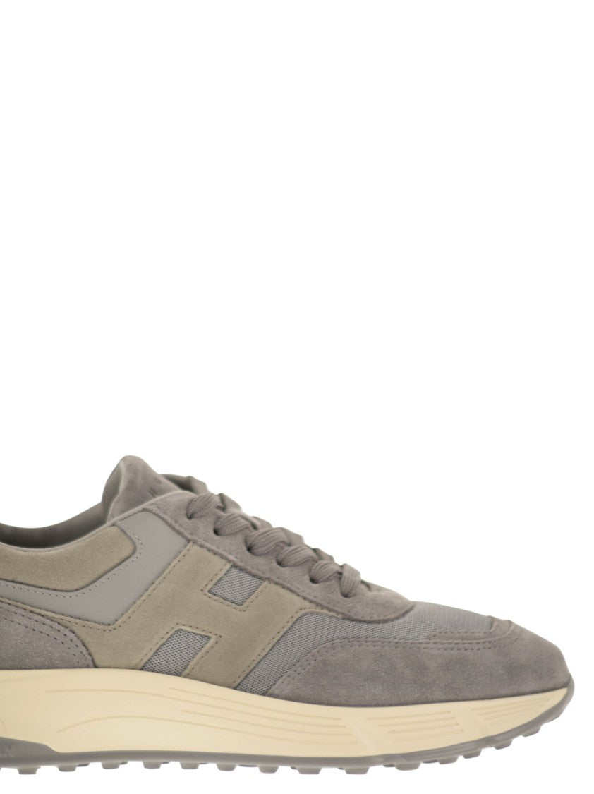 Hogan Fluid-Shaped Suede And Fabric Sneakers