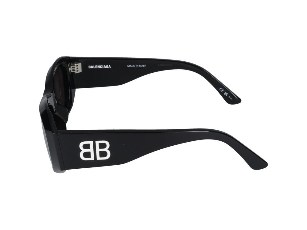 Balenciaga Black Double-B Logo Oversized Square Sunglasses