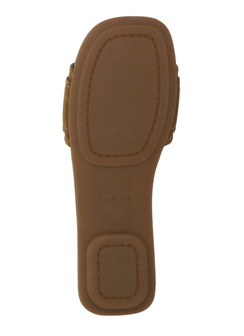 Hogan Brown H685 Suede Mask Sandals