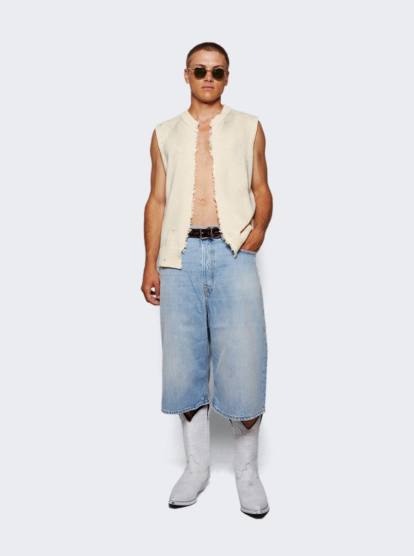 Mm6 By Maison Margiela Pointed Toe Leather Boots With Embroidery And Stacked Cuban Heel