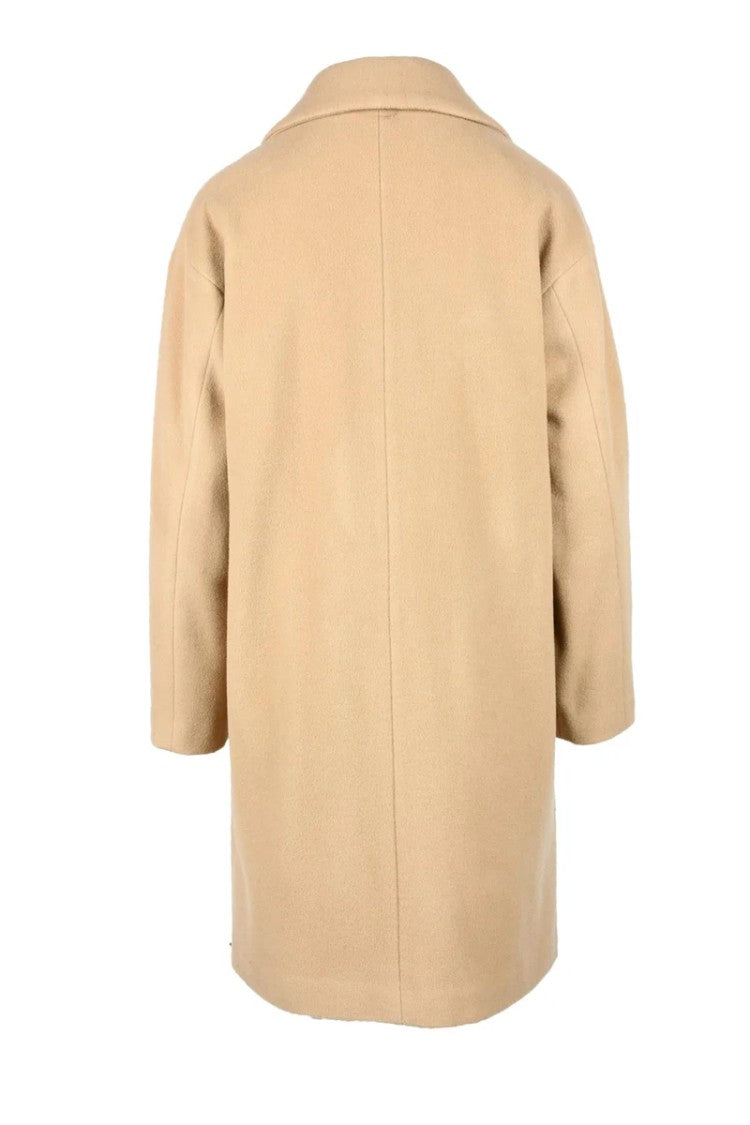 Costume National C. Double-Breasted Beige Coat With Wide Lapel