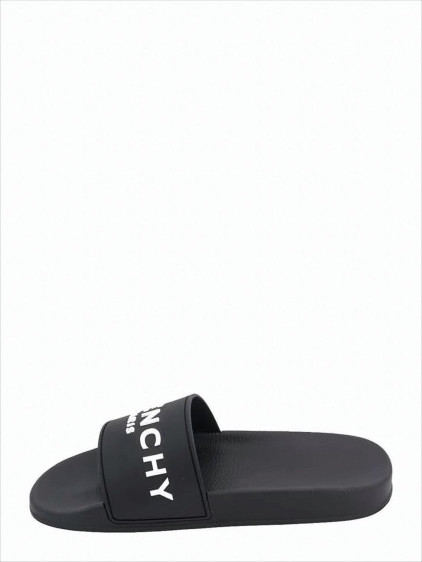 Givenchy Contemporary Black Slide Sandals With Bold Lettering