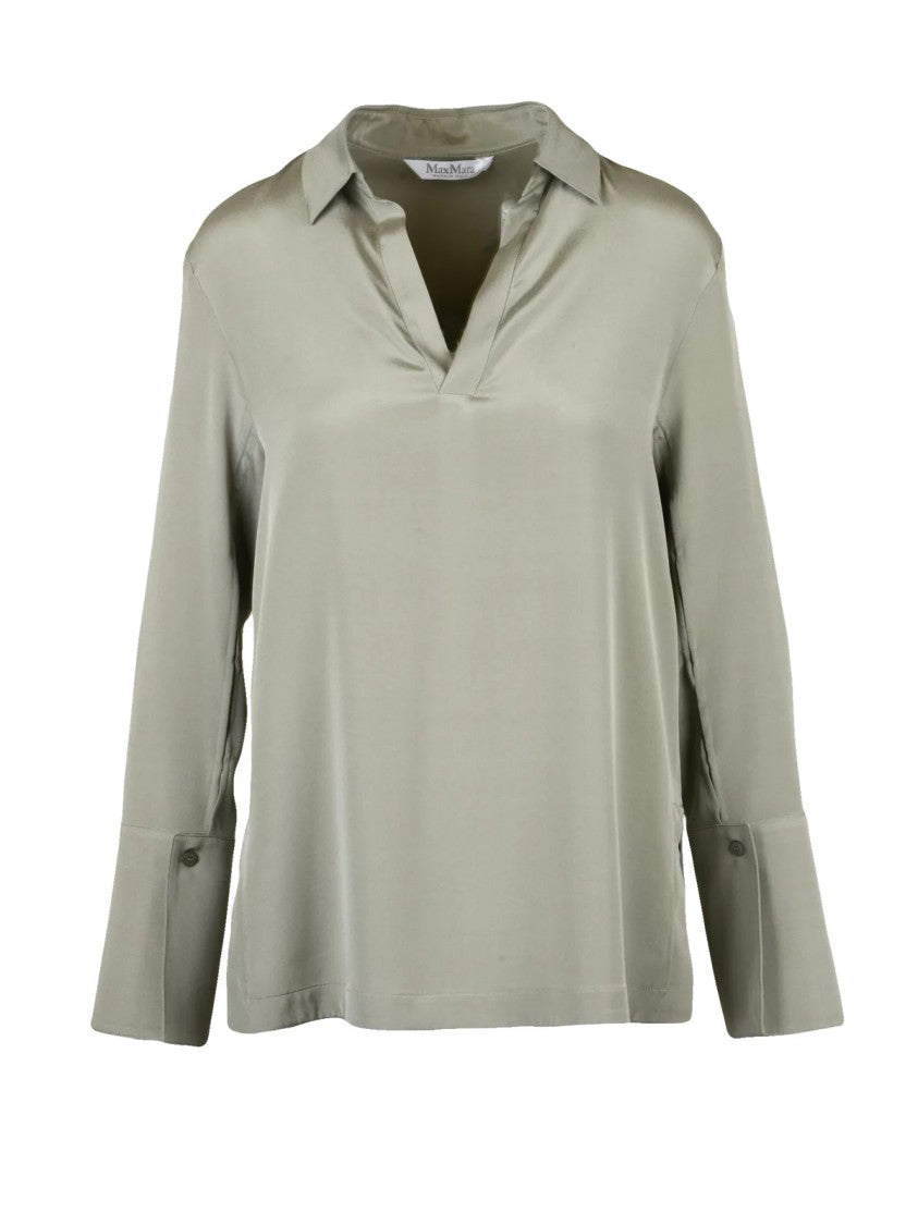 Max Mara Sage Green Silk Stretch Blouse