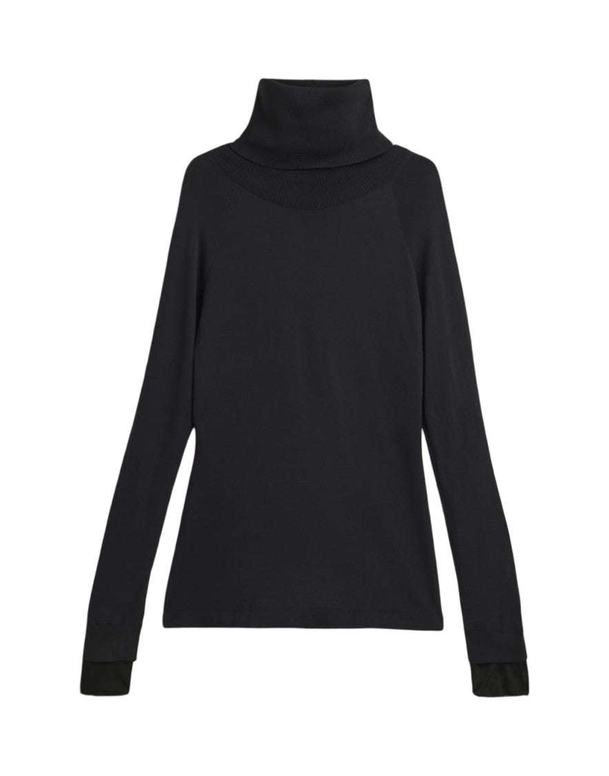 Y-3 Fitted Long-Sleeved Top With High Turtleneck And Sheer Panels