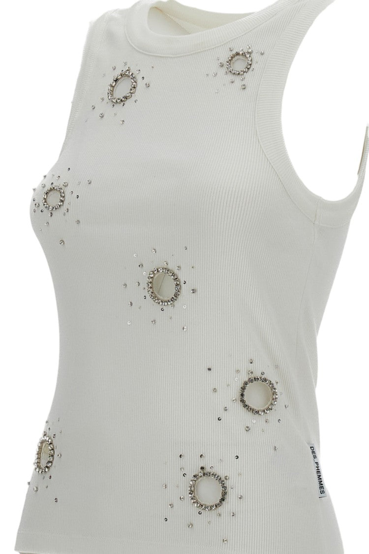 Des Phemmes Fitted Tank Top With Crystal Application Detail