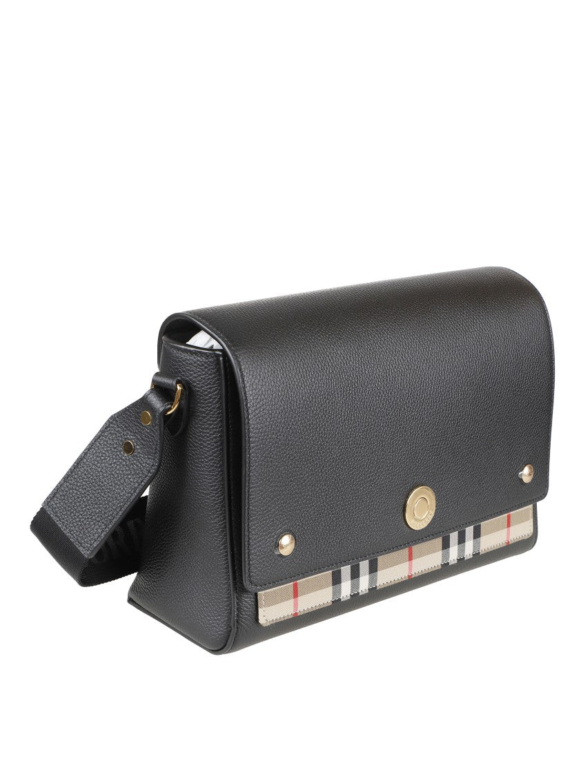 Burberry Textured Black Shoulder Bag With Gold-Tone Closure