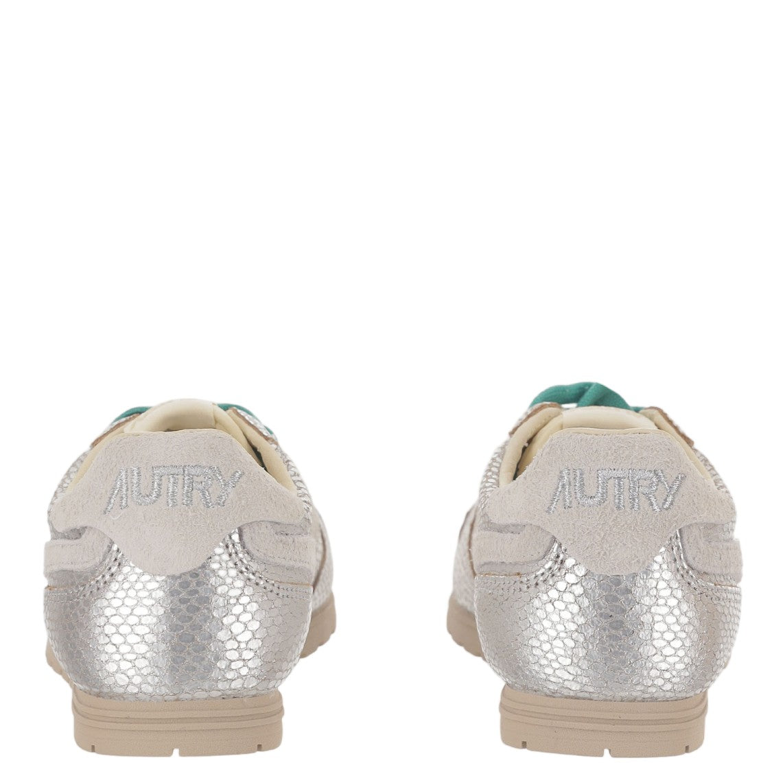 Autry Silver Lacing Leather Fabric Sneakers
