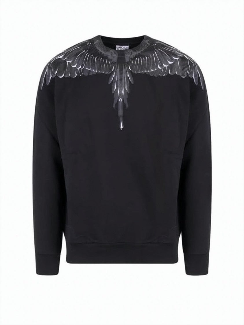 Marcelo Burlon Black Sweatshirt With Intricate Feather Embellishments