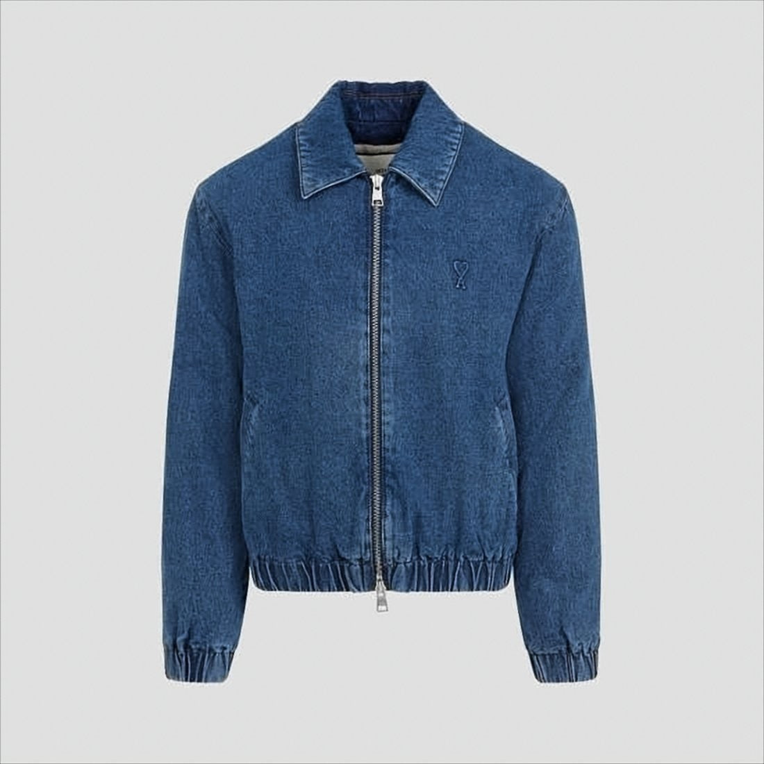 Ami Classic Denim Jacket With Pointed Collar And Subtle Logo