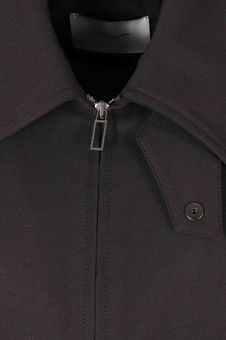 Paolo Pecora Short Brown Tecnolana Jacket With Classic Collar
