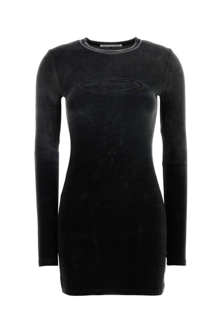 T By Alexander Wang Black Stretch Terry Fabric Mini Dress