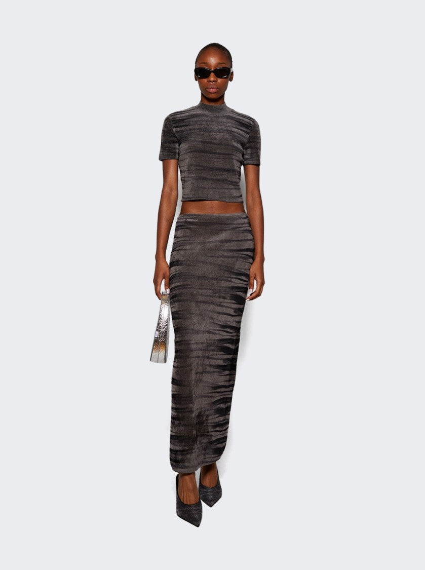 Alexander Wang Digital Animal Print Chenille Skirt Soft Grey
