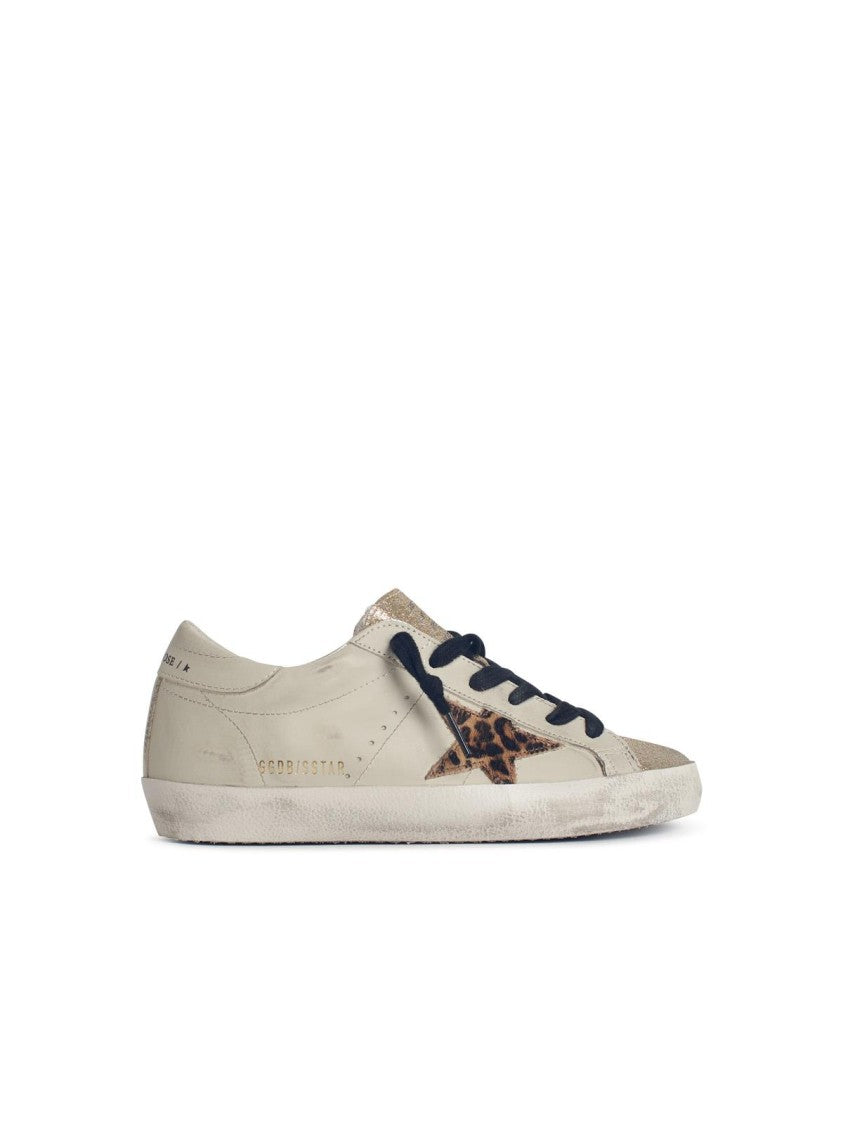 Golden Goose Super-Star' Light Beige Leather Blend Sneakers