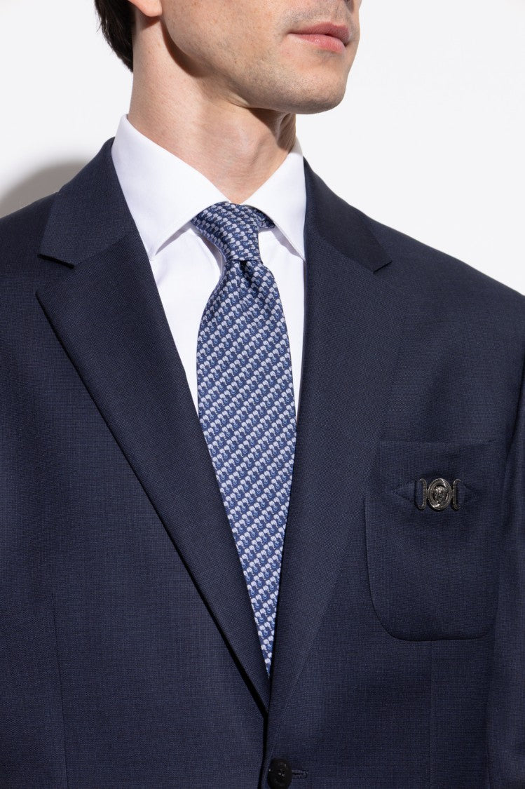 Ferragamo Handcrafted Navy Silk Tie