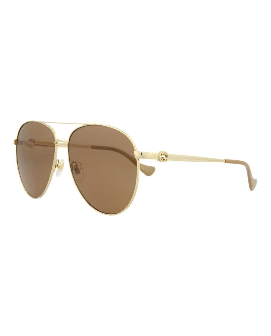 Gucci Aviator-Frame Metal Sunglasses