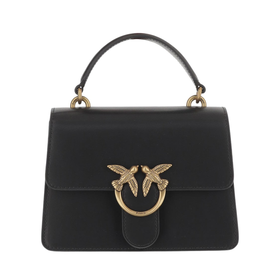 Pinko Black Love One Mini Light Leather Shoulder Bag
