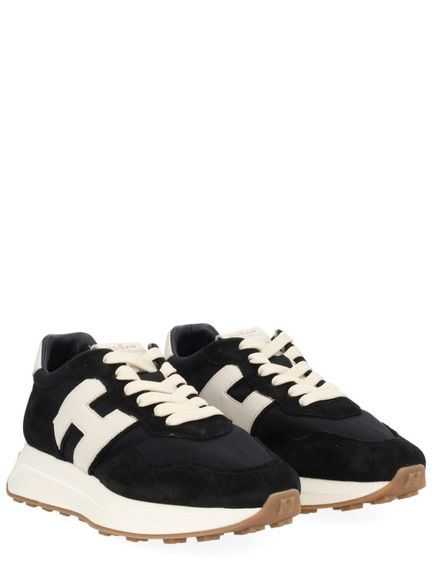 Hogan Black H641 Contrasting White Accents Sneakers