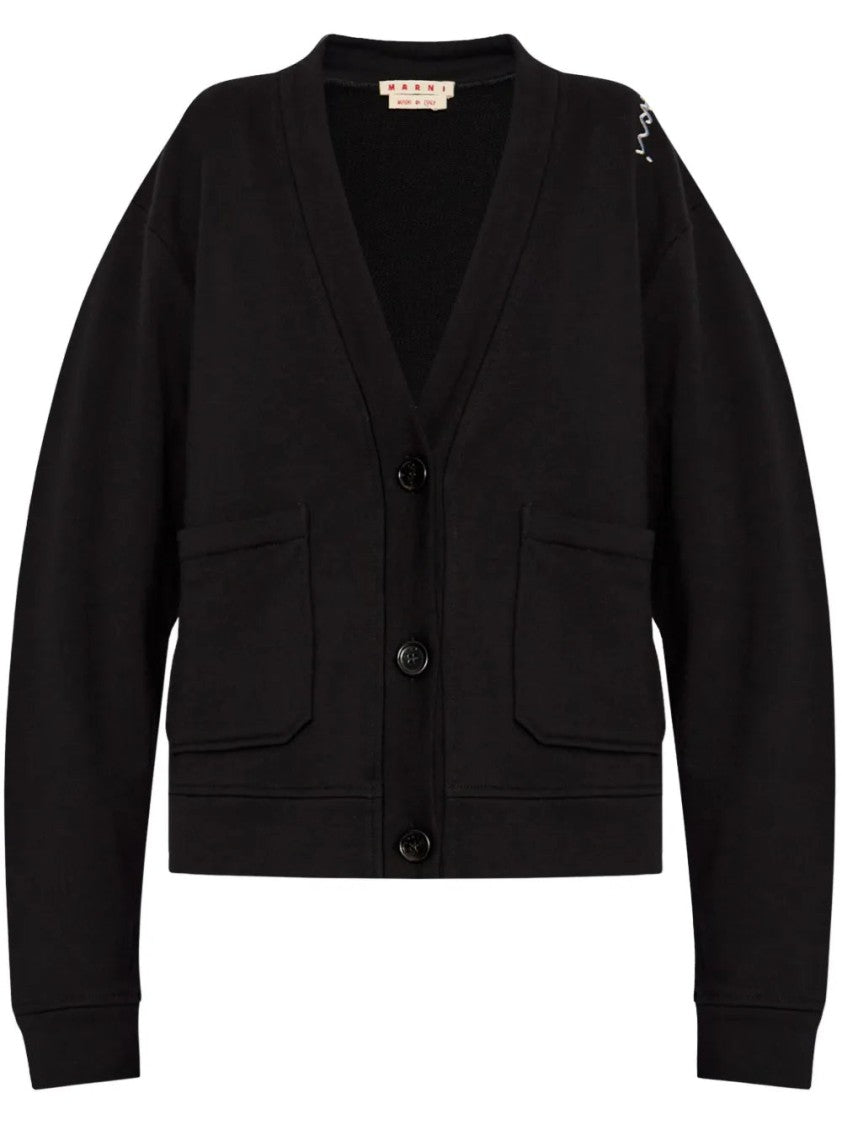 Marni Embroidered-Logo Cardigan