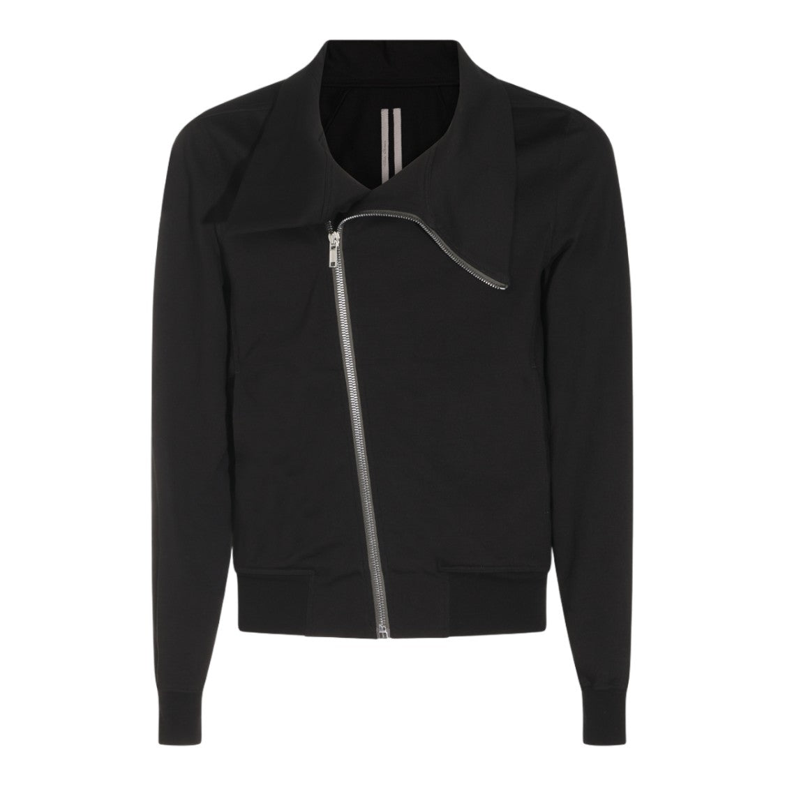 Rick Owens Asymmetrical Front-Zipper Sweater With Structured Collar