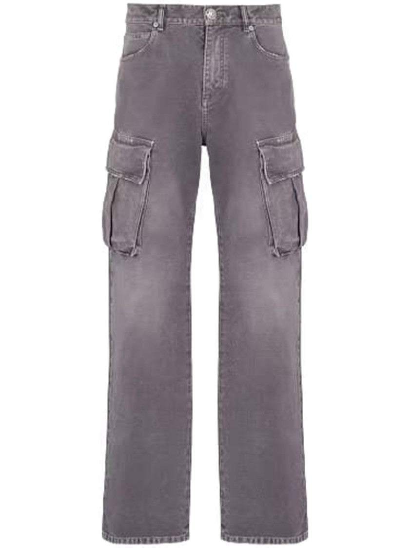 Balmain Faded Grey Large Jeans Cargo Jeans