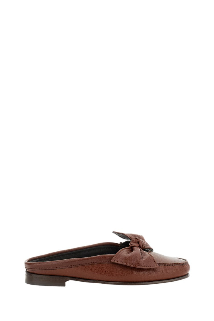 Hereu Lambskin Mule Shoes With Bow Detail And Rubber Sole