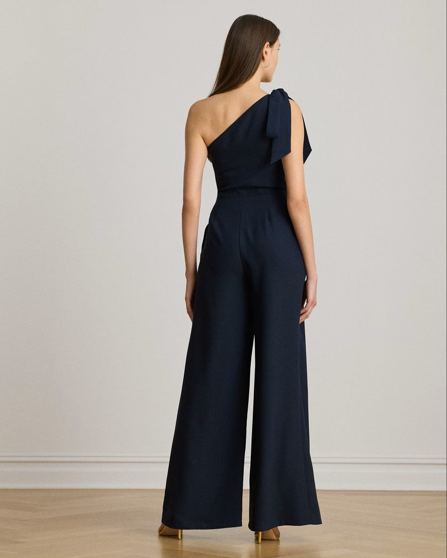 Lauren Ralph Lauren Navy Blue Satin Crepe Jumpsuit